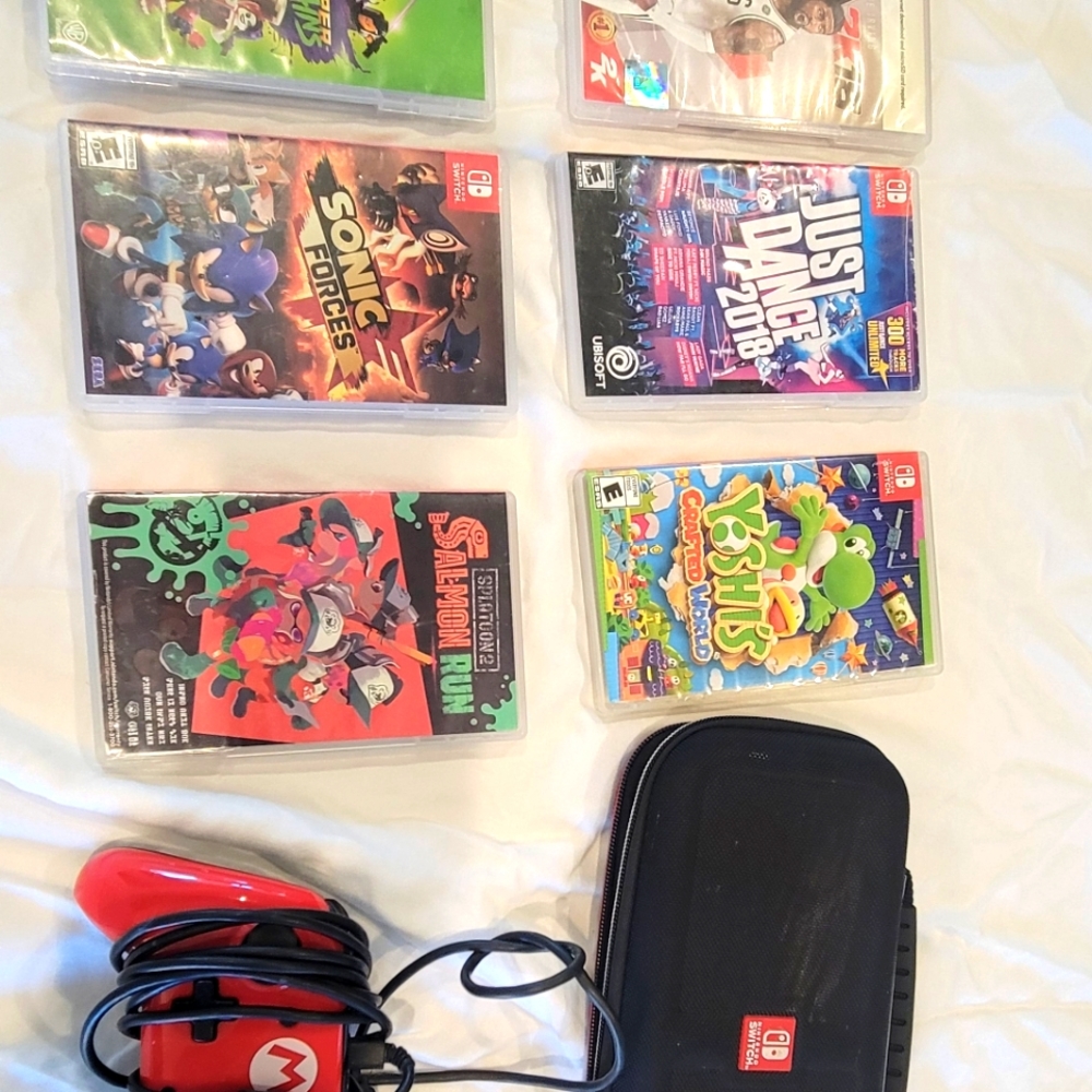 Nintendo switche games, controller and case